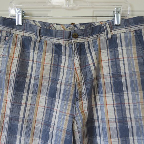 Tommy Bahama Blue Plaid Silk Blend Shorts - Picture 2 of 8
